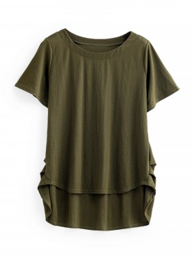 Perfect Soft High- low Short-Sleeve Blouse